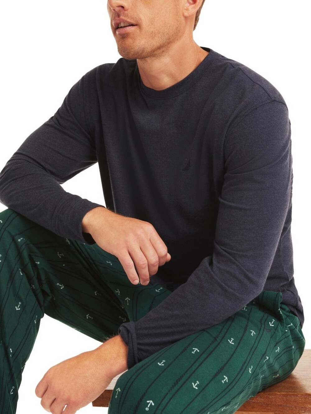 Nautica Men's Pajama Long-Sleeve T-Shirt - Charcoal Heather